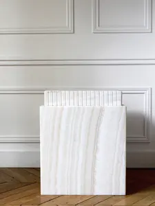 SH STONE Natural Stone Small Living Room Centre Furniture Gina Vanilla White Onyx <strong>Stool</strong> Bedstand <strong>Bedside</strong> <strong>Table</strong> <strong>Stool</strong> Side <strong>Table</strong> - Product Image 2