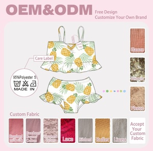 Costume da Bagno <span class=keywords><strong>Due</strong></span> Pezzi Personalizzato per Bambine con Spalline Sottili e Volant, Tessuto ad Asciugatura Rapida ed Elastico, Costume Stampato per Bambini - Product Image 2