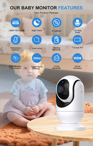 Anicebb Cámara de Vigilancia para Bebés Profesional y Ecológica de <span class=keywords><strong>2</strong></span>.4GHz con Audio Bidireccional, Visión Nocturna Interior, Función de Giro e Inclinación, Recordatorio de Alimentación y Canciones de Cuna - Product Image 4