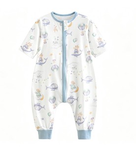 Saco de dormir de verano para niños, fino, de algodón puro, con piernas separadas, suave y transpirable, de una pieza. - Product Image 1