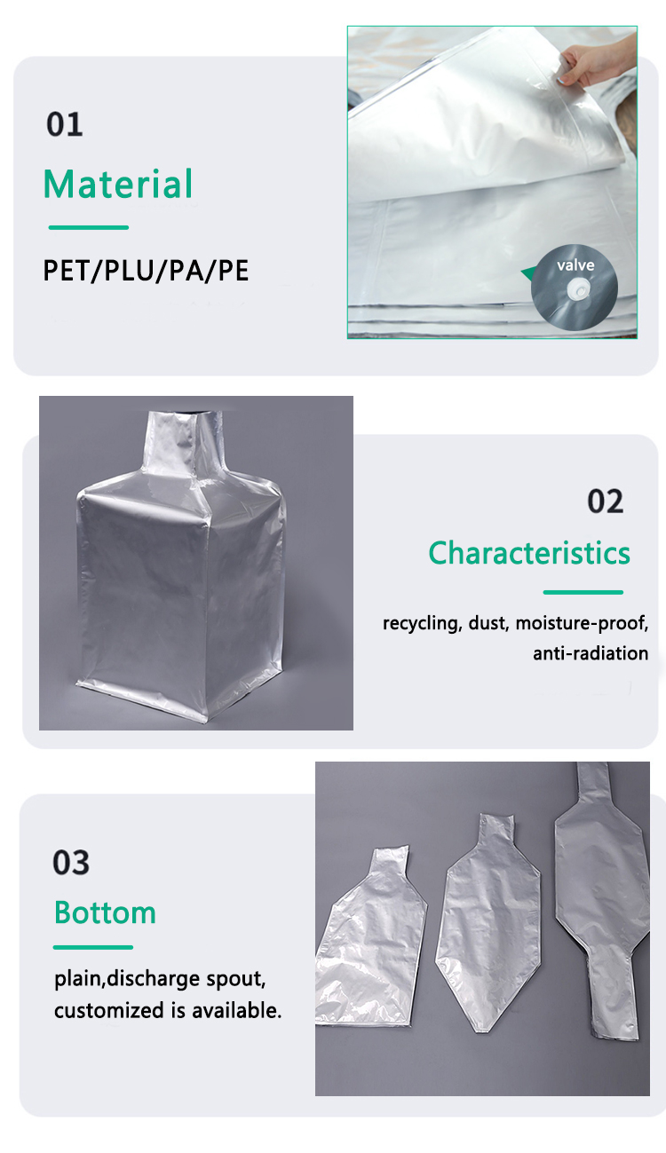 Jumbo Alumninum Foil Nylon Bags, Jumbo foil cover Bag, Bulk Aluminum Foil liner, stand up Container ton bags