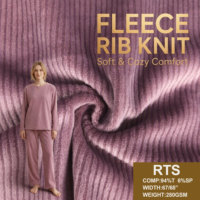 Tissu en velours côtelé tricoté en polaire, 94% polyester, 6% élasthanne, 280 GSM, confortable et chaud, prêt à être expédié
