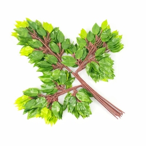 Groene Bladeren Plastic Banyan Bladeren Ficus Tak Voor Landschapsdecoratie Kunstmatige Vetplanten Planten - Product Image 3