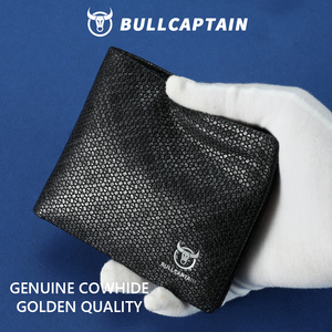 BULLCAPTAIN Genuine <b>Leather</b> RFID Blocking <b>Men's</b> Bifold Wallet Pattern Short Card Holder Embossed Pattern <b>Men</b> <b>Purse</b> Custom Logo - Product Image 5