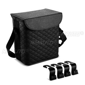 PU Leather <b>Car</b> Trash Can Waterproof Trash Bin Multifunction <b>Car</b> Bin Seat Back Garbage Auto Organizer With 4 <b>Hook</b> <b>Car</b> Accessories - Product Image 1