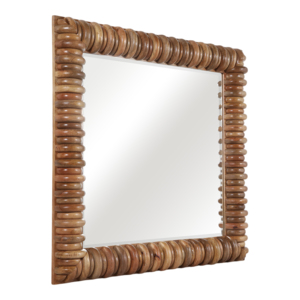 Specchio da parete decorativo in legno con bordo a coste, elegante per camera da letto, bagno, corridoio, soggiorno - Product Image 2