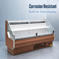 Vitrine réfrigérée pour produits frais de supermarché, refroidissement par air, avec étagère réglable et rideau de nuit