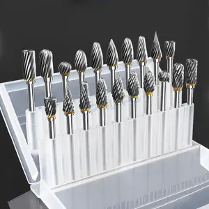 Manufacturer 10pcs 3mm shank double cut single slot wood tungsten carbide rotary burr sets rotary files