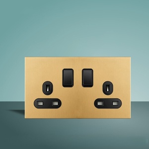 Modern Luxury Universal Toggle Light Brass Stainless Steel Frame <strong>Gold</strong> European Double Pole Multi-Function Outlet <strong>Socket</strong> for Home - Product Image 4