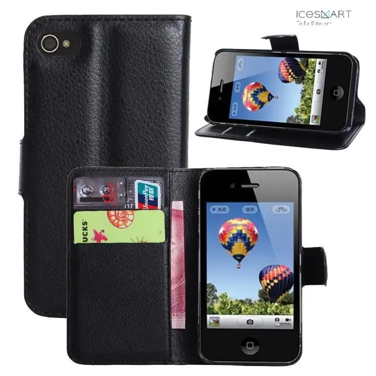 High Quality Good Multifunction With PU leather Wallet Phone Case For IPhone 4S