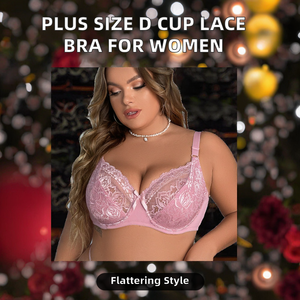 D Cup Women Plus Size Bra Sexy Lace Wire Free Breathable Convertible Straps Adjusted Straps Solid One-Piece High Quality - Product Image 2