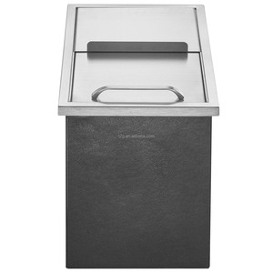 T2G Drop in Ice bucket Silver Stainless Steel Ice <b>bin</b> cooler with sliding <b>cover</b> - Product Image 2