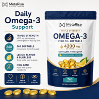Capsules d'huile de poisson naturelle en gélules molles, marque privée OEM, oméga 3 EPA DHA, soutien du bien-être du cœur et du cerveau, complément alimentaire, 240 unités