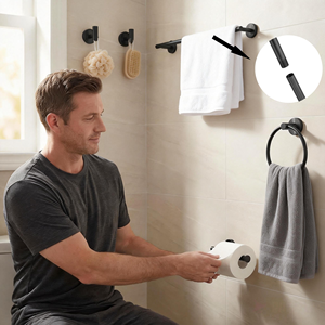 New Wall Toilet Rack Organizer <b>Bathroom</b> Hardware <b>Accessories</b> Bath Shower Towel Paper Rail Bar Rack Shelf Set for <b>Bathroom</b> System - Product Image 6