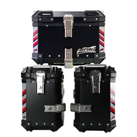 Boîtes arrière et latérales pour moto JPAD noires, 45L, étanches, à coins carrés, adaptateur à dégagement rapide, valise de moto