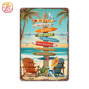 لافتة ديكور جداري للشاطئ الاستوائي-لوحة تزلج ملونة للمنزل والمكتب والمنزل ، لوحة فنية مثالية لجدار الشاطئ وديكور ركوب الأمواج 12 "* 8" - Product Image 1