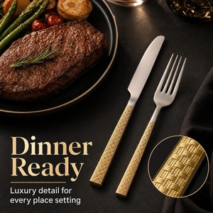 Ensemble de vaisselle créatif en acier inoxydable épaissi à motifs, pour restaurants occidentaux, ensemble de cinq pièces - Product Image 4