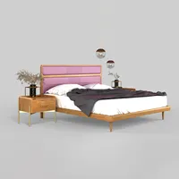 Bed Frame Leather Wholesale Latest Designs Luxury Modern Furniture Bedroom Set Bed Frame Solid Wooden Double King Size Leather Bed