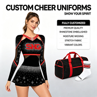 Tenues de cheerleading personnalisées pour jeunes, ensembles de cheerleading pour adolescents, accessoires nœuds, vêtements d'entraînement, OEM Spandex/Polyester Xxxs