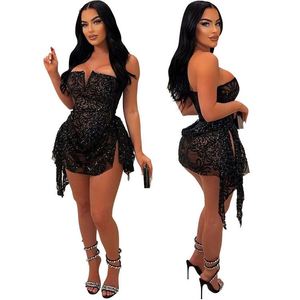 Vestido nuevo sexy <span class=keywords><strong>de</strong></span> moda <span class=keywords><strong>para</strong></span> mujer, minivestido sin tirantes con cuello en V y lentejuelas, vestido irregular <span class=keywords><strong>para</strong></span> <span class=keywords><strong>fiesta</strong></span> y club nocturno <span class=keywords><strong>para</strong></span> mujer, <span class=keywords><strong>comprar</strong></span> - Product Image 2