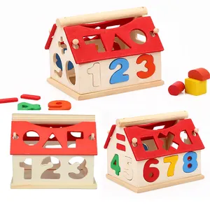 Houten Geometrische Vormen Montessori Puzzel Sorteren Math Bricks Voorschoolse Leren Educatief Spel Baby Peuter Speelgoed Voor Kid