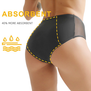 Culottes menstruelles taille haute pour femmes, grande taille, haute absorption, quatre couches, anti-fuites, respirantes, imprimé léopard, design ajouré - Product Image 3