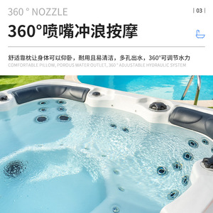 Jacuzzi de Lujo Moderno con Luces LED, Bañera de Hidromasaje de Alta Calidad para Exteriores con Burbujas y Whirlpool - Product Image 3