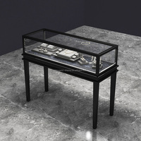 Vitrine de bijoux en verre à Led, personnalisé, couleur noir, présentoir de bijoux, armoire lumineuse, comptoir de luxe
