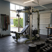 DW SPORTS Smith Machine en métal pour la maison, banc réglable avec pile de poids, rack multifonction robuste pour l'entraînement de force