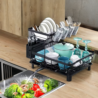 Égouttoir à vaisselle double niveau en métal pour évier de cuisine, moderne, multifonctionnel, sur pied, avec panier à baguettes, non pliable