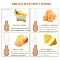 Mini-fourchette à fromage en acier inoxydable, couteau à beurre, couteau à fromage avec manche en bois, ensemble de 4 couteaux à fromage pour plateau de charcuterie