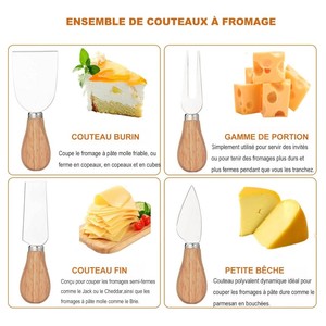 Mini Forchetta per <span class=keywords><strong>Formaggio</strong></span> in Acciaio Inox, Coltello Taglia Burro con Manico in Legno, <span class=keywords><strong>Set</strong></span> di 4 <span class=keywords><strong>Coltelli</strong></span> per <span class=keywords><strong>Formaggio</strong></span> per Tagliere <span class=keywords><strong>da</strong></span> Salumi - Product Image 3