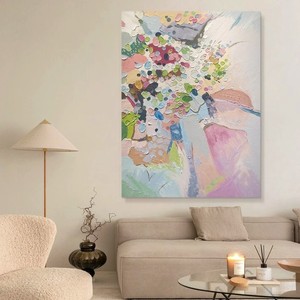 Hand Painted Oil Painting Textured Abstract <b>Art</b> Rectangle Modern Minimalist Living Room Sofa Background Wall Hanging Decor - Product Image 3