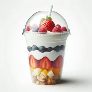 Single Wall Bubble Tea PET Cup with Clear Plastic Disposable Lid Milktea Cups with Clear Bubble Tea Cup Lid