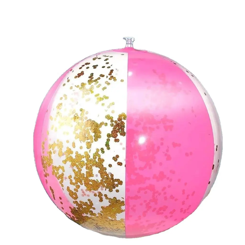 Hot Sale 16 Zoll rosa Schwimmbad Bälle Glitzer Strand ball für Erwachsene Partys Geburtstag Pool Party aufblasbaren Strand ball