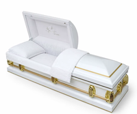 Cercueil en métal blanc de style américain, calibre 20, pour adultes, fournitures funéraires