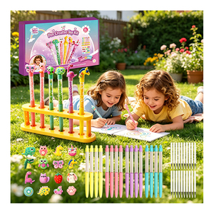 Set de bolígrafos DIY para la vuelta al cole con rellenos de arena movediza y purpurina, juguete creativo de aprendizaje, suministros de manualidades para niños, caja de regalo - Product Image 2
