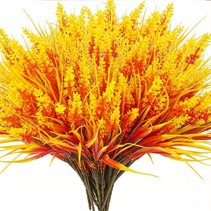 Fleurs artificielles Yuyao, herbe de printemps jaune et rouge, plante en pot, décoration extérieure pour la maison - Product Image 3