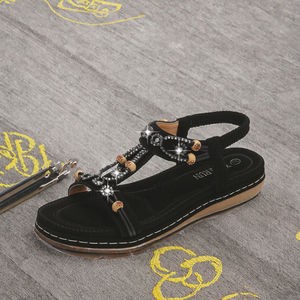 Sandalias Planas Casuales de Talla Grande para Mujer, Diseño de Punta Redonda, Una Correa, Estilo Plataforma Moderno, Zapatos para Usar al Aire Libre en la Playa en Verano - Product Image 3