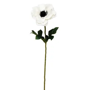 लियिंग 49CM कृत्रिम एनीमोन स्टेम फूल घर शादी की मेज दीवार DIY व्यवस्था के लिए सजावट रेशम एनीमोन फूल पुष्प आपूर्तिकर्ता