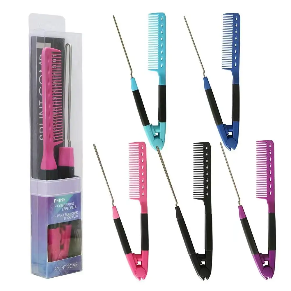 Hair Styling Comb wholesale Salon Hairdressing Styling Tool Fashion V Shape Folding Salon Hair Straightener Comb