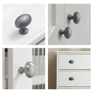 Poignées de meuble ovales modernes Lu Ye en alliage d'aluminium brossé mat, à trou unique, pour tiroirs et armoires - Product Image 1