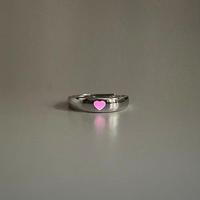 Bague Lumineuse Cœur Bleu Rose pour Femme, Bague Fluorescente qui Brille dans le Noir, Bague Ajustable pour Couple