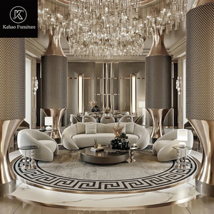 Luxury Design European Style Quality Velvet Fabric Designer Curve <b>Set</b> Living Room Furniture Genuine Real Leather Chair - Product Image 1