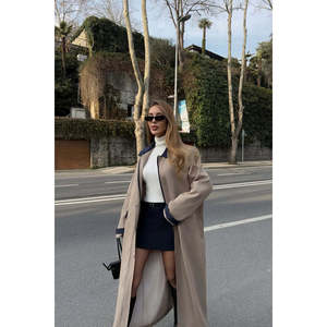 Gabardina de Mujer Modelo Aldabella con Estampado a Cuadros, para Primavera, Relleno de Algodón, Cierre con Cinturón y Decoración de Botones - Product Image 4