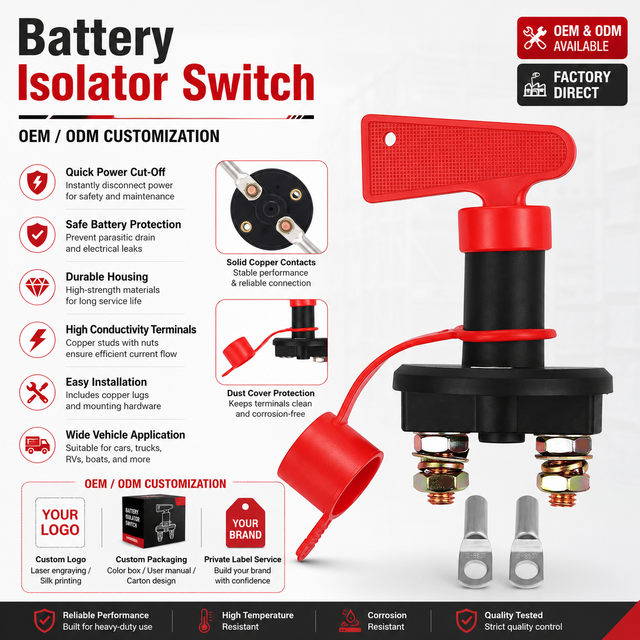 New HM Battery Isolator Disconnect Cut off Kill Switch Circuit Breaker Main Power Rotary 24V Auto RV Marine Key Switch
