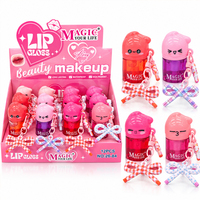 Porte-clés Kawaii avec nœud papillon, gloss à lèvres imperméable, mini huile à lèvres avec boîte, marque privée
