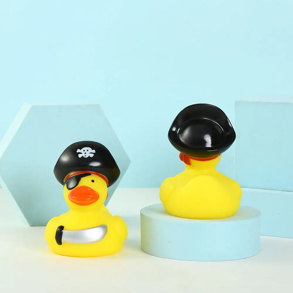 Custom Printed Logo Factory Cheap Pvc Pirate Rubber Ducks Bath Toys Baby Educational Floating Swimming Duck Toy