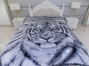 Couverture élégante et moelleuse avec imprimé numérique de tigre, blanc, modèle unique, de luxe, lit en peluche super doux, couvertures en flanelle - Product Image 3