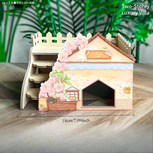 Kit d'aménagement paysager pour <span class=keywords><strong>cage</strong></span> en bois pour petits animaux (hamsters) - Multifonctionnel, facile à nettoyer, cachette, maison, jouets interactifs, grimpe - Product Image 4